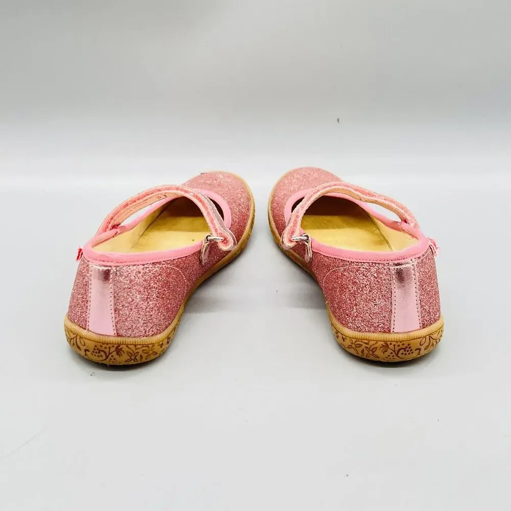 Naturino Shoes Girls 13 Pink Glitter Mary Jane Hook & Loop Strap Flats Casual